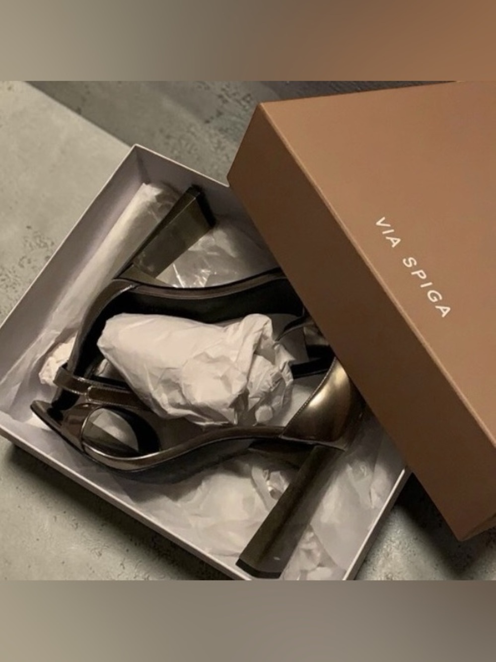VIA SPIGA Womens Gold Heel Faxon Square Toe Buckle Leather Sandals 9.5 M - Picture 13 of 14